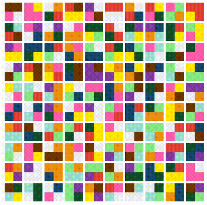 it's a grid with fewer pixels. the colors shift around a bit, but then end in a 'terminal state', and there is no movement on the grid after that.